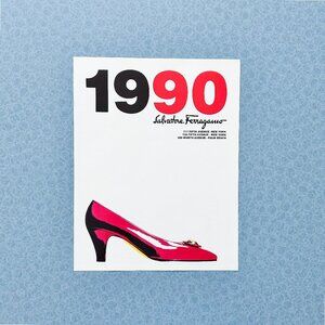 1990 Gold Book Ad • Ferragamo Red Pump • Fashion Collector Wall Art